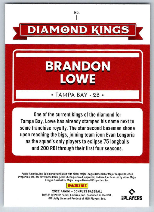 Brandon Lowe 2022 Donruss Baseball # 1 Tampa Bay Rays - Collectible Craze America
