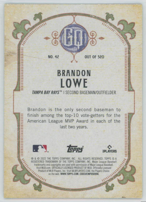 Brandon Lowe 2022 Topps Gypsy Queen # 42 Green Border Tampa Bay Rays - Collectible Craze America