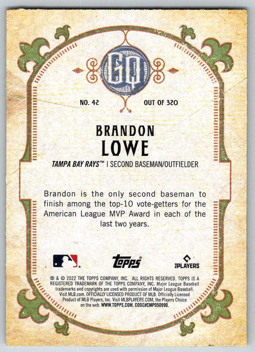 Brandon Lowe 2022 Topps Gypsy Queen # 42 Tampa Bay Rays - Collectible Craze America
