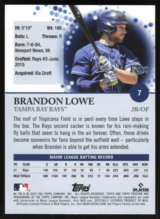 Brandon Lowe 2022 Topps Pristine Baseball # 7 Tampa Bay Rays - Collectible Craze America