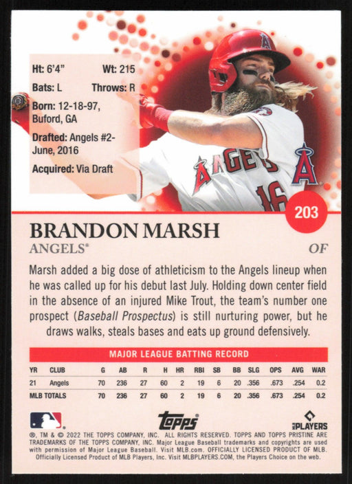 Brandon Marsh 2022 Topps Pristine Baseball # 203 RC Los Angeles Angels - Collectible Craze America