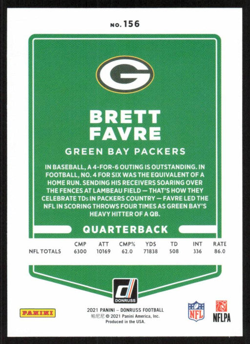 Brett Favre 2021 Donruss Football # 156 Green Bay Packers Base - Collectible Craze America