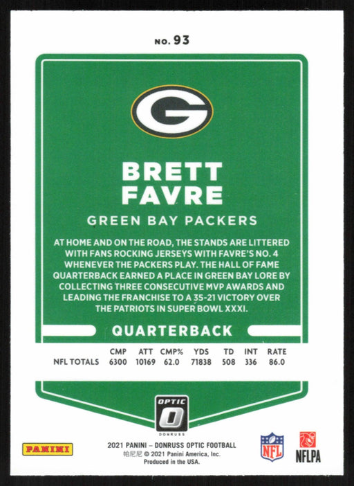 Brett Favre 2021 Donruss Optic # 93 Green Bay Packers - Collectible Craze America