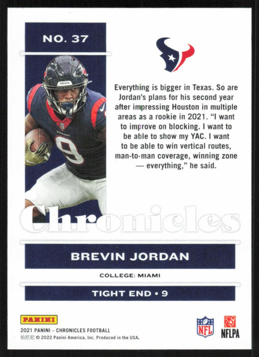 Brevin Jordan 2021 Panini Chronicles # 37 RC Houston Texans Base - Collectible Craze America