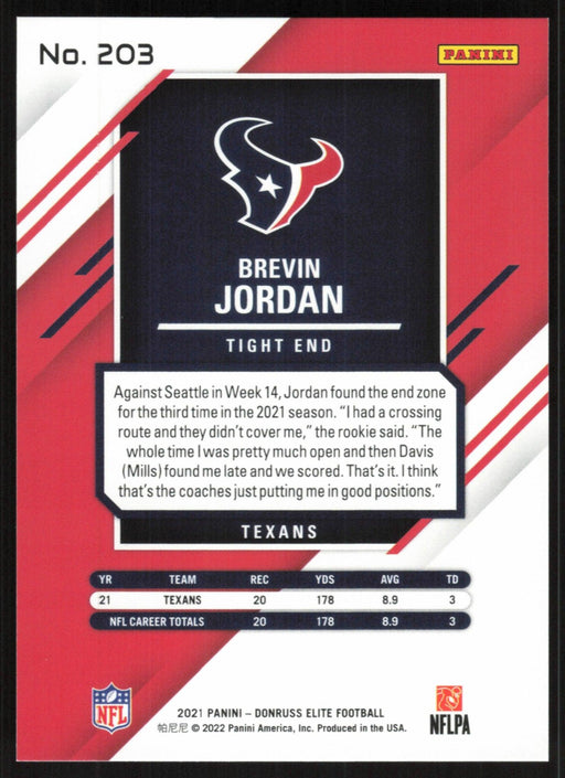 Brevin Jordan 2021 Panini Chronicles Elite # 203 RC Houston Texans - Collectible Craze America