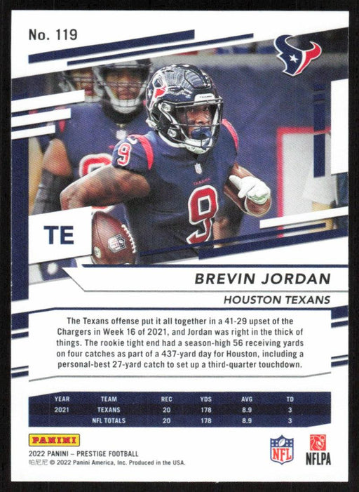 Brevin Jordan 2022 Panini Prestige # 119 Houston Texans - Collectible Craze America