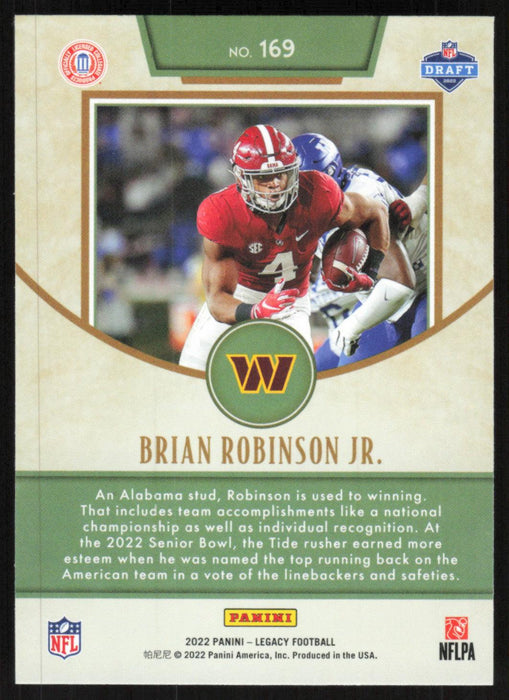 Brian Robinson Jr. 2022 Panini Legacy Rookie # 169 RC Washington Commanders Base - Collectible Craze America