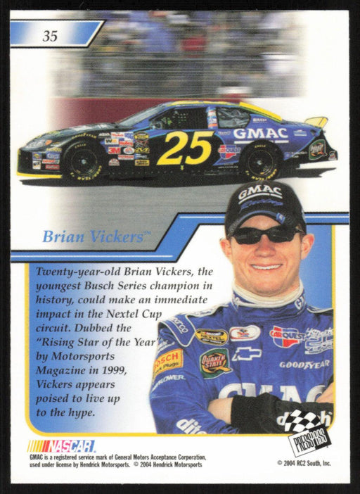 Brian Vickers 2004 Press Pass Premium NASCAR # 35 RC Base - Collectible Craze America