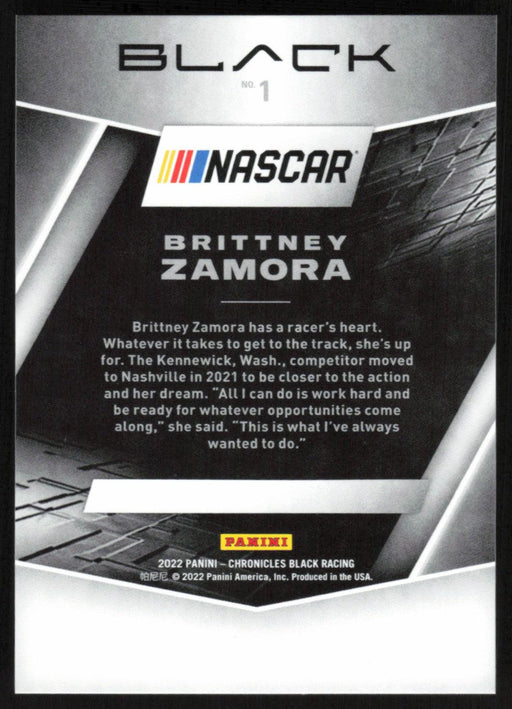 Brittney Zamora 2022 Panini Chronicles Racing Black # 1 - Collectible Craze America