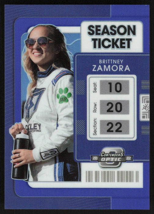 Brittney Zamora 2022 Panini Chronicles Racing Contenders Optic # 10 Blue 75/199 - Collectible Craze America