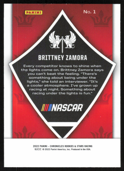 Brittney Zamora 2022 Panini Chronicles Racing Crusade # 1 - Collectible Craze America