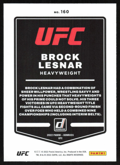 Brock Lesnar 2022 Panini Donruss UFC Base # 160 Heavyweight - Collectible Craze America
