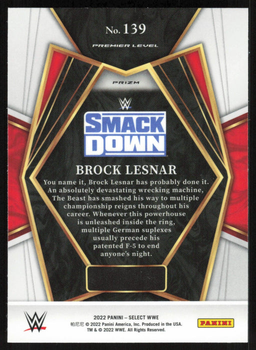 Brock Lesnar 2022 Panini Select WWE # 139 Premier Level Scope Prizm Smack Down - Collectible Craze America