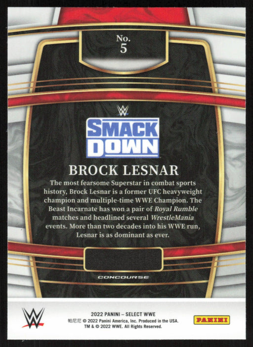 Brock Lesnar 2022 Panini Select WWE # 5 SmackDown Concourse Base - Collectible Craze America