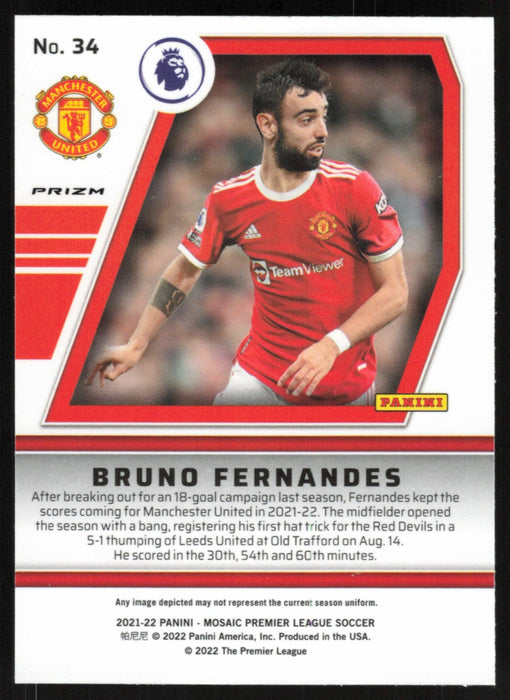 Bruno Fernandes 2021 Panini Mosaic Premier League # 34 Will To Win Mosaic Manchester United - Collectible Craze America