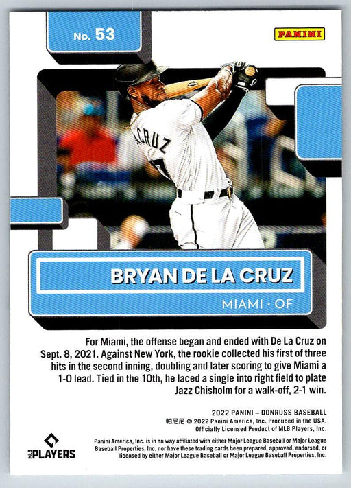 Bryan De La Cruz 2022 Donruss Baseball # 53 RC Miami Marlins - Collectible Craze America