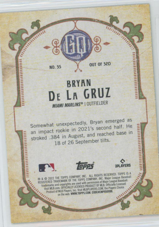 Bryan De La Cruz 2022 Topps Gypsy Queen # 35 RC Green Border Miami Marlins - Collectible Craze America