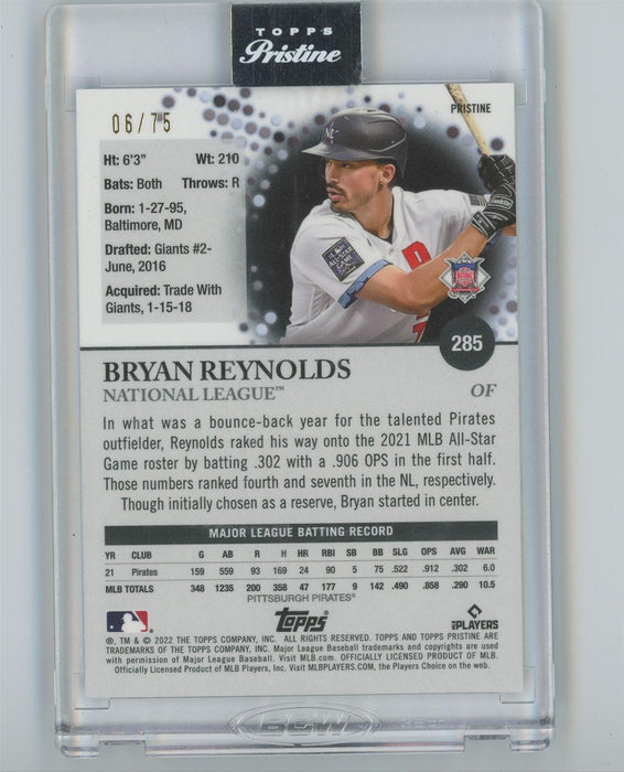 Bryan Reynolds 2022 Topps Pristine # 285 Pristine Blue Refractor 6/75 Pittsburgh Pirates - Collectible Craze America