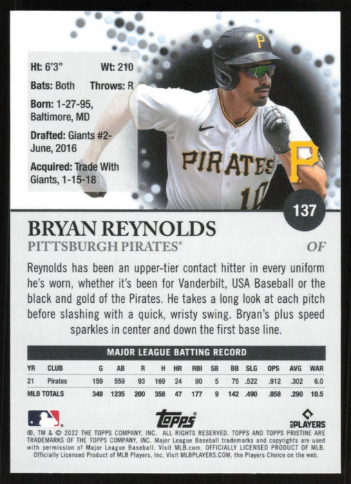 Bryan Reynolds 2022 Topps Pristine Baseball # 137 Pittsburgh Pirates - Collectible Craze America