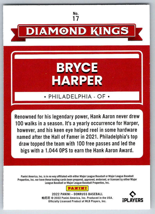 Bryce Harper 2022 Donruss Baseball # 17 Philadelphia Phillies - Collectible Craze America