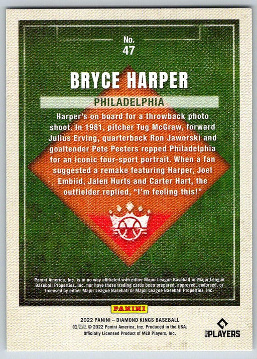 Bryce Harper 2022 Panini Diamond Kings # 47 Artist Proof Blue Philadelphia Phillies - Collectible Craze America