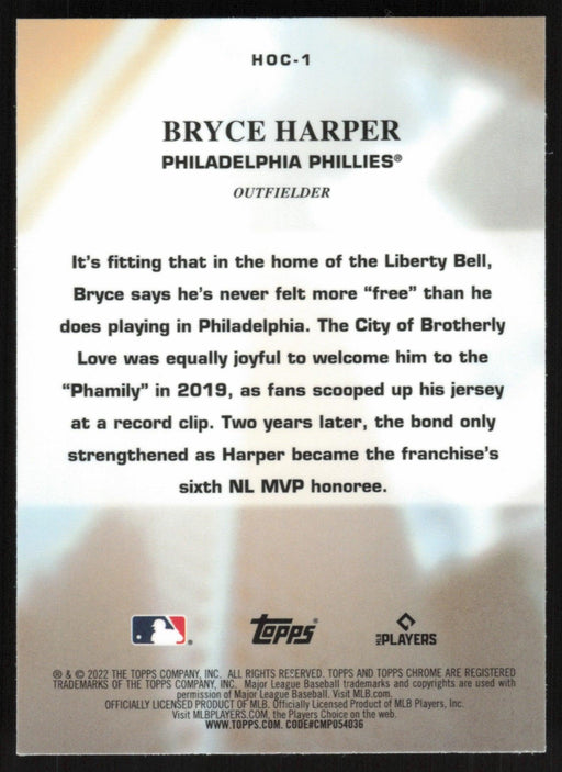 Bryce Harper 2022 Topps Chrome # HOC-1 Heart of the City Philadelphia Phillies - Collectible Craze America