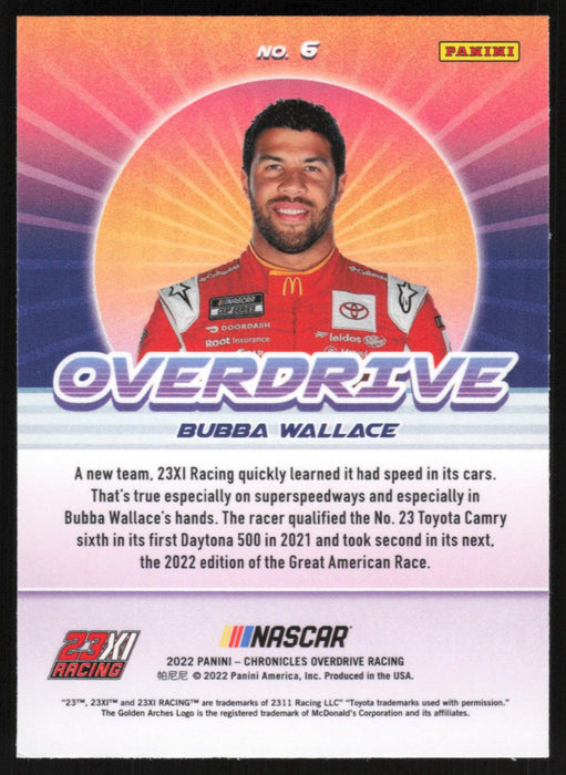 Bubba Wallace 2022 Panini Chronicles Racing Overdrive # 6 - Collectible Craze America