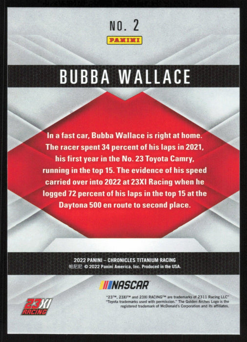 Bubba Wallace 2022 Panini Chronicles Racing Titanium # 2 Blue 119/199 - Collectible Craze America