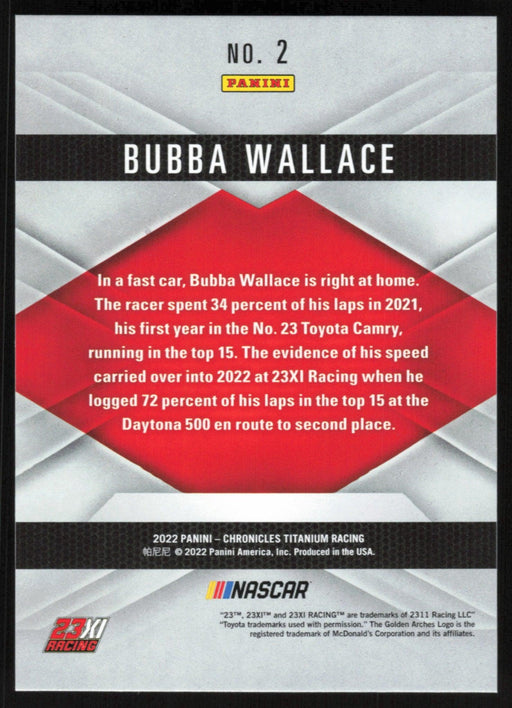 Bubba Wallace 2022 Panini Chronicles Racing Titanium # 2 Blue 119/199 - Collectible Craze America