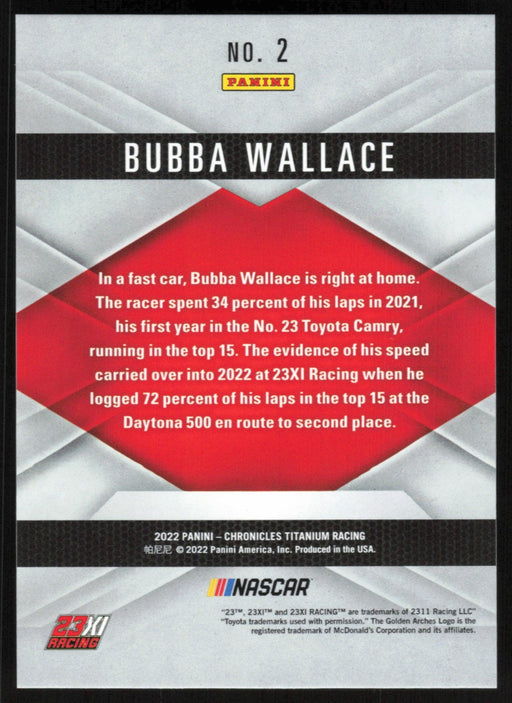 Bubba Wallace 2022 Panini Chronicles Racing Titanium # 2 Blue 167/199 - Collectible Craze America