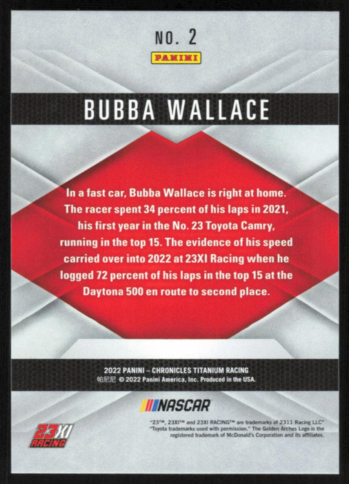 Bubba Wallace 2022 Panini Chronicles Racing Titanium # 2 - Collectible Craze America