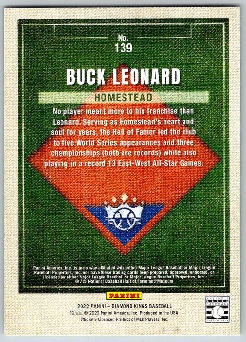 Buck Leonard 2022 Panini Diamond Kings # 139 Short Print Homestead Grays - Collectible Craze America