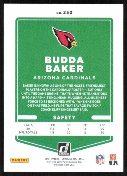 Budda Baker 2021 Donruss Football # 250 Arizona Cardinals Base - Collectible Craze America