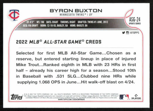 Byron Buxton 2022 Topps Update # ASG-24 All Star Game Minnesota Twins - Collectible Craze America