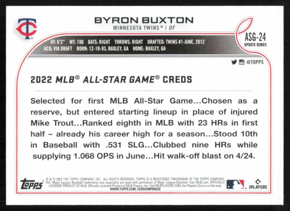 Byron Buxton 2022 Topps Update # ASG-24 All Star Game Minnesota Twins