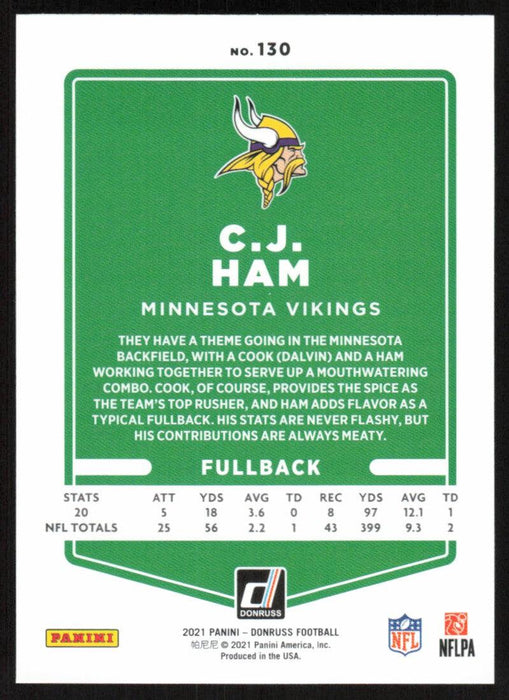 C.J. Ham 2021 Donruss Football # 130 Minnesota Vikings Base - Collectible Craze America