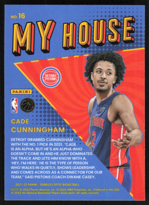 Cade Cunningham 2021 Panini Donruss Optic # 16 RC My House Detroit Pistons - Collectible Craze America