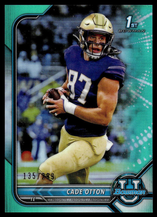 Cade Otton 2021 Bowman University Football # 75 1st 135/299 Aqua Refractor Washington Huskies - Collectible Craze America