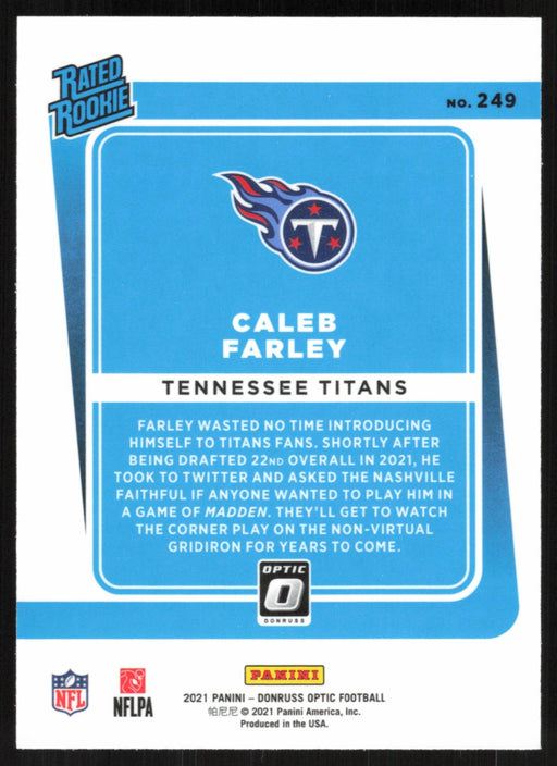 Caleb Farley 2021 Donruss Optic Rated Rooke # 249 RC Tennessee Titans Base - Collectible Craze America