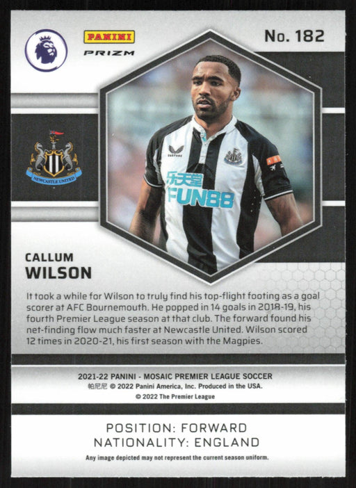 Callum Wilson 2021 Panini Mosaic Premier League # 182 Silver Prizm Newcastle United - Collectible Craze America