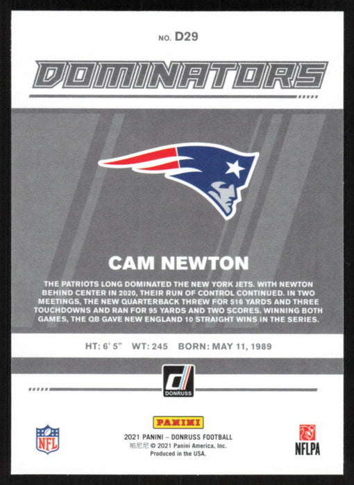 Cam Newton 2021 Donruss Dominators # D29 New England Patriots - Collectible Craze America