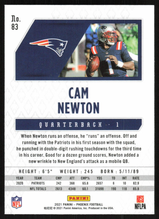 Cam Newton 2021 Panini Phoenix # 83 New England Patriots Base - Collectible Craze America