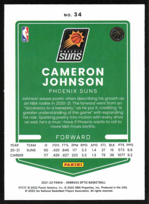 Cameron Johnson 2021 Panini Donruss Optic # 34 Phoenix Suns Base - Collectible Craze America