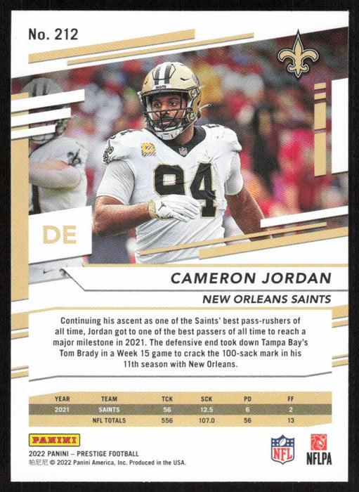 Cameron Jordan 2022 Panini Prestige # 212 New Orleans Saints - Collectible Craze America