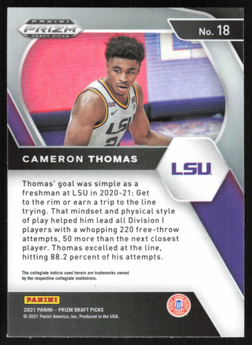 Cameron Thomas 2021 Panini Prizm Draft Picks # 18 RC LSU Tigers - Collectible Craze America