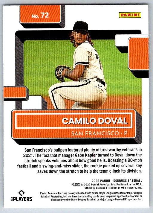 Camilo Doval 2022 Donruss Baseball # 72 RC San Francisco Giants - Collectible Craze America