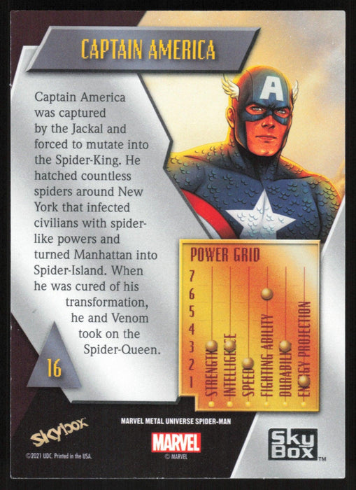 Captain America 2021 Upper Deck Skybox Spider-Man Marvel Metal Universe # 16 Base - Collectible Craze America