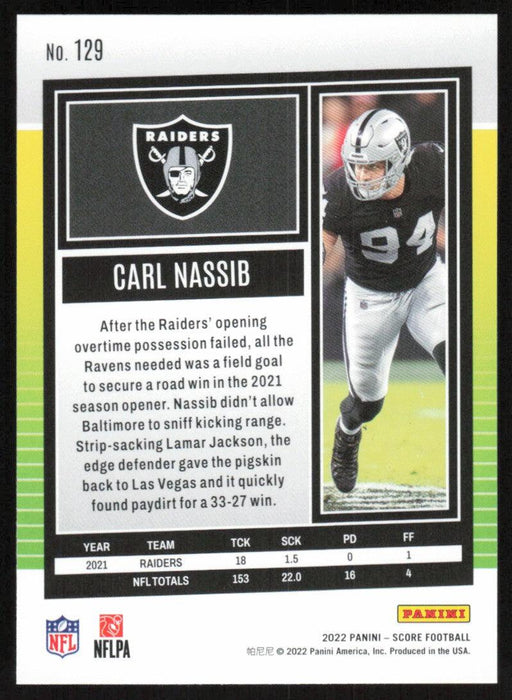 Carl Nassib 2022 Panini Score Football # 129 Base Las Vegas Raiders - Collectible Craze America