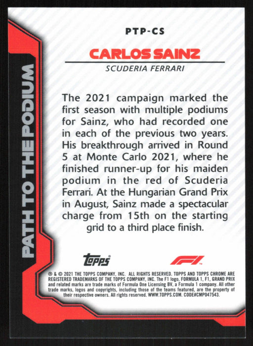 Carlos Sainz 2021 Topps Chrome Formula 1 Path to the Podium # PTP-CS Insert - Collectible Craze America