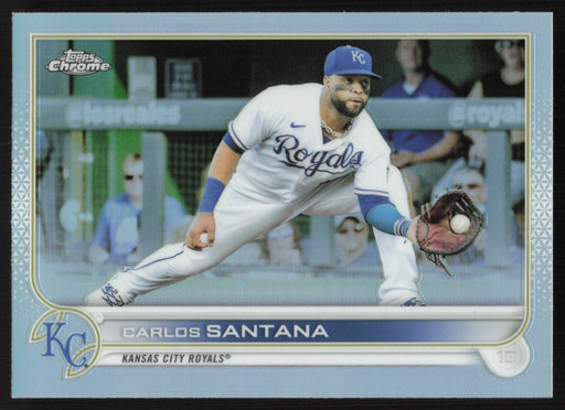 Carlos Santana 2022 Topps Chrome Baseball # 143 Refractor Kansas City Royals - Collectible Craze America